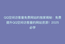 QQ空间访客量免费网站的独家揭秘：免费提升QQ空间访客量的网站资源！2025必学-