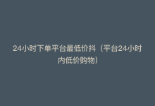 24小时下单平台最低价抖（平台24小时内低价购物）-