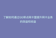 了解如何通过QQ带点网卡盟提升网卡业务的效益和收益-