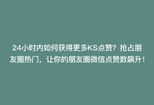 24小时内如何获得更多KS点赞？抢占朋友圈热门，让你的朋友圈微信点赞数飙升！-