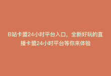 B站卡盟24小时平台入口，全新好玩的直播卡盟24小时平台等你来体验-