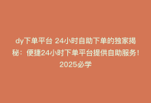 dy下单平台 24小时自助下单的独家揭秘：便捷24小时下单平台提供自助服务！2025必学-