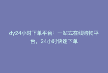 dy24小时下单平台：一站式在线购物平台，24小时快速下单-