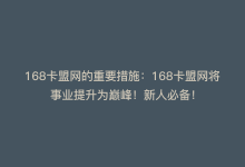 168卡盟网的重要措施：168卡盟网将事业提升为巅峰！新人必备！-