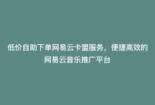 低价自助下单网易云卡盟服务，便捷高效的网易云音乐推广平台-