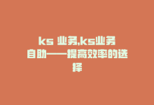 ks 业务，ks业务自助——提高效率的选择-