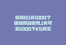 涨粉丝1元1000个活粉网站微视，1元可买1000个KS真实活粉，快来抢购！-