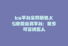 ks平台全网最低，KS免费业务平台：最多可容纳五人-