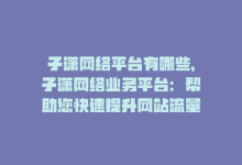 子潇网络平台有哪些，子潇网络业务平台：帮助您快速提升网站流量。-