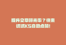 提升文章曝光率？快来试试KS自助点赞！-