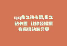 qq永久钻卡盟，永久钻卡盟  让你轻松拥有高级钻石会员-