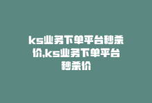 ks业务下单平台秒杀价，ks业务下单平台秒杀价-