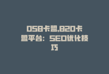 058卡盟，820卡盟平台：SEO优化技巧-