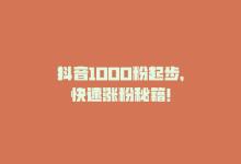 抖音1000粉起步，快速涨粉秘籍！-