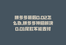 拼多多最后0.02怎么办，拼多多神招解决0.01尾款不能支付问题-