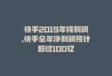 快手2019年纯利润，快手全年净利润预计超过100亿-