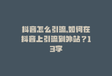 抖音怎么引流，如何在抖音上引流到外站？13字-