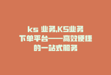 ks 业务，KS业务下单平台——高效便捷的一站式服务-