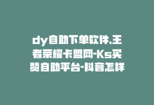 dy自助下单软件,王者荣耀卡盟网-Ks买赞自助平台-抖音怎样运营推广-