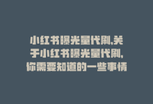 小红书曝光量代刷,关于小红书曝光量代刷，你需要知道的一些事情!-