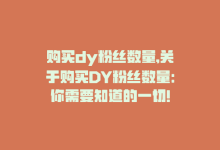 购买dy粉丝数量,关于购买DY粉丝数量：你需要知道的一切!-