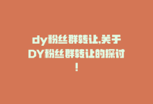 dy粉丝群转让,关于DY粉丝群转让的探讨!-