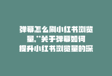 弹幕怎么刷小红书浏览量,**关于弹幕如何提升小红书浏览量的深度解析**!-