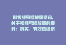 刷视频号播放量便宜,关于视频号播放量的提升：真实、有效且经济的策略探讨!-